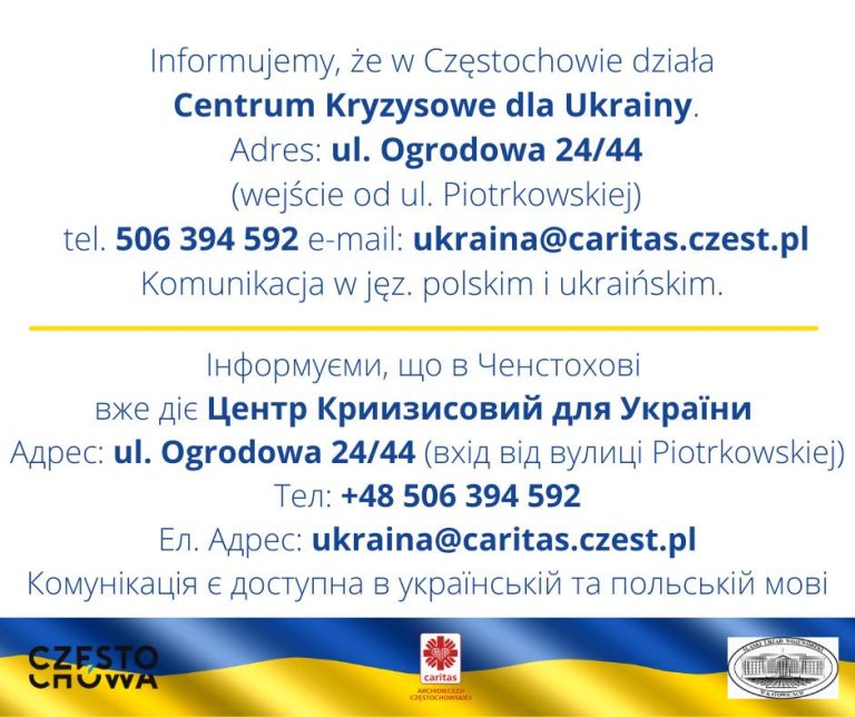CENTRUM KRYZYSOWE DLA UKRAINY W CZĘSTOCHOWIE.